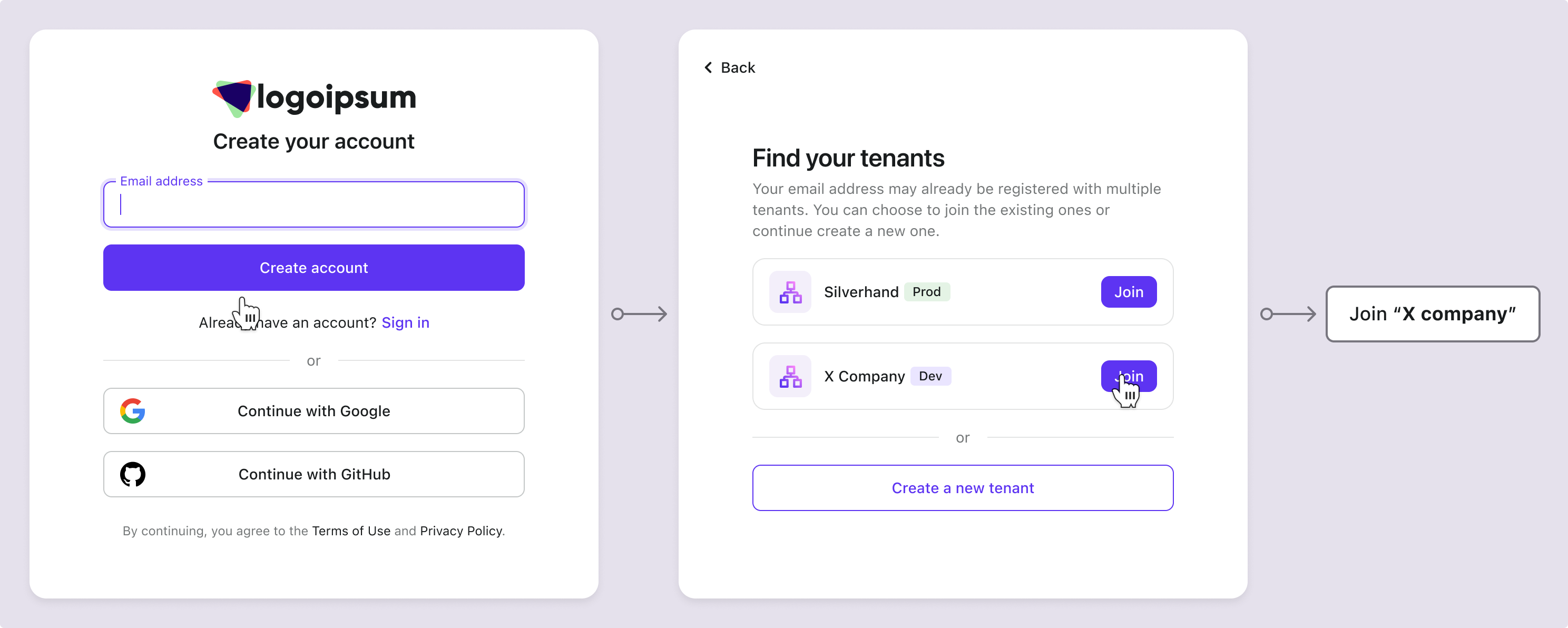 Join organization during sign-in or sign-up